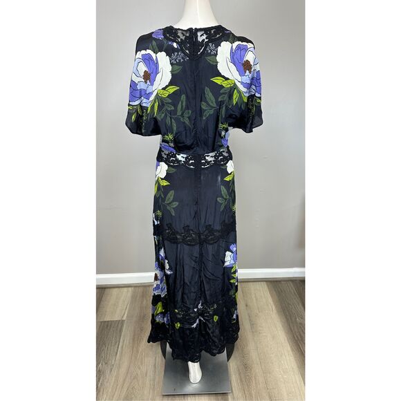 NWT FARM Rio Soft Garden Laces Floral Short Sleeve Maxi Dress Black XL $368 - Picture 7 of 8